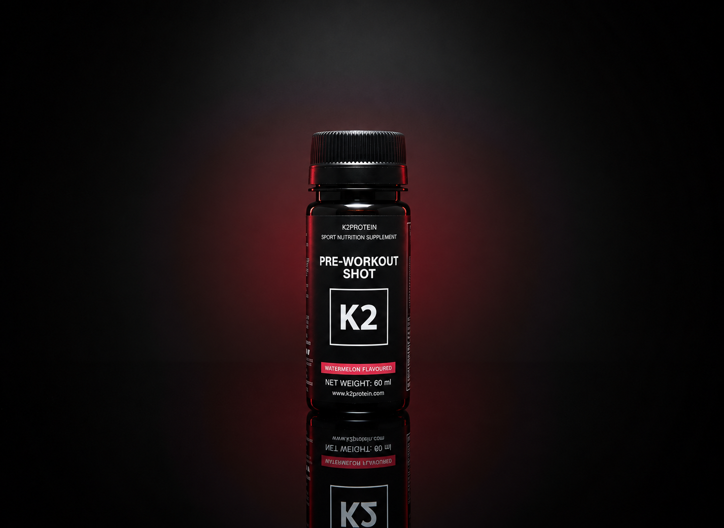 K2 Protein Pre-workout Shot with corrected Watermelon Flavoured label