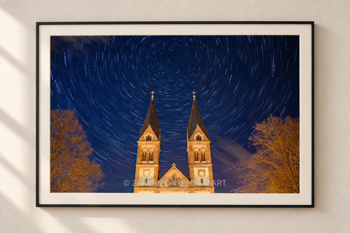 Star Trails by Zhiwar Qassab, shown in a framed gallery mockup