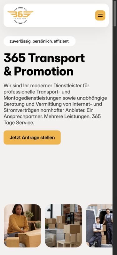 365 Transport and Promotion mobile homepage designed by Q ART