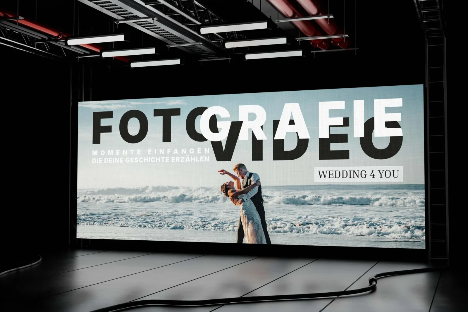 Photography and video campaign on a large projector screen