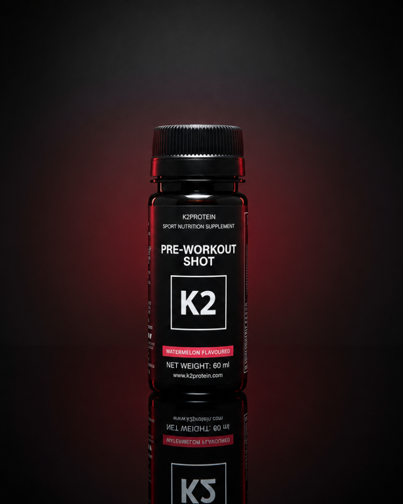 K2 Protein Pre-workout Shot with corrected Watermelon Flavoured label